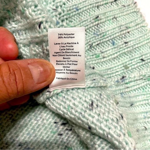 Talbots Mint Green Women's Mock Neck Cable-knit Tunic Sweater Size MP - Picture 10 of 10